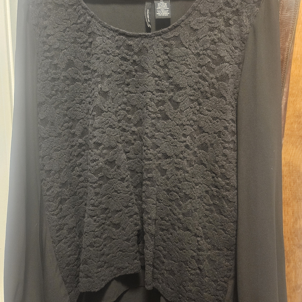 Black Lace Front Blouse